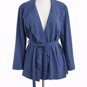 Christopher & Banks Navy Blue Ruffle Blazer – Size XL